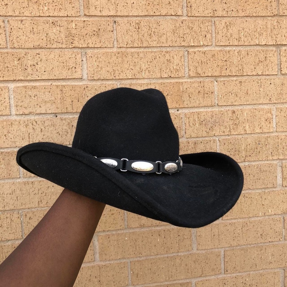 Scala 100% Wool Felt Unisex Cowboy Cowgirl Hat Western Cap Black Silver Buckle